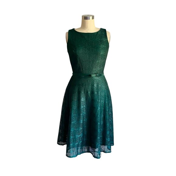 Danny & Nicole Green Lace Party Dress - 6 - Picture 4 of 6